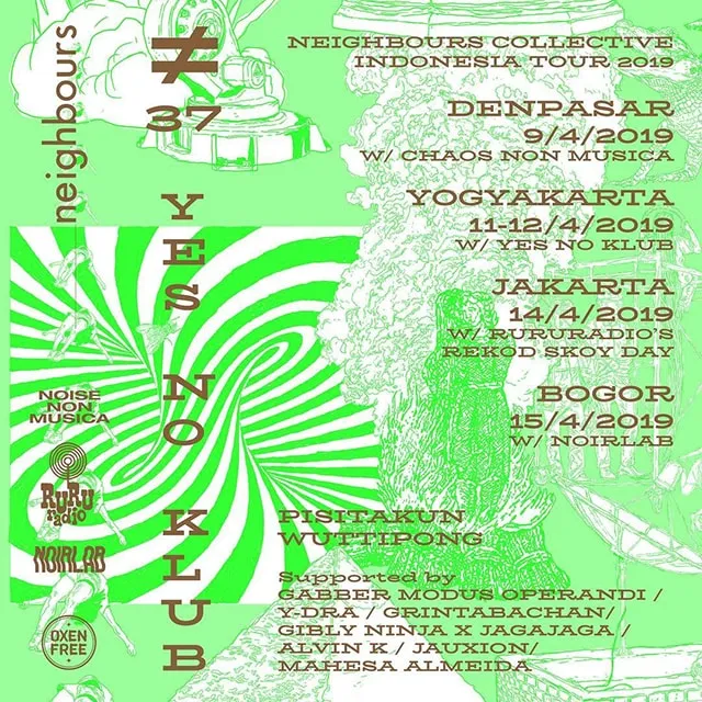Flyer for YNK#37, 11 April 2019 at Oxen Free, featuring Gabber Modus Operandi, Y-DRA, Pisitakun & Wuttipong
