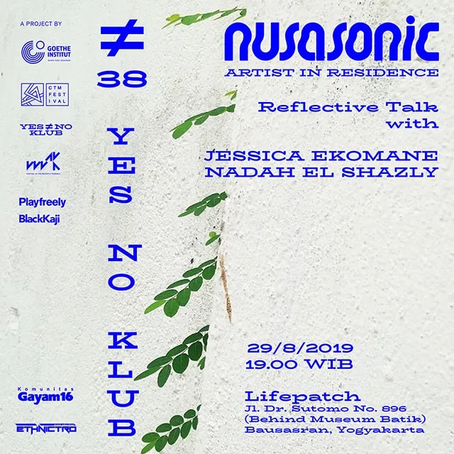 Flyer for YNK#38.4, 29 August 2019 at LifePatch, featuring Jessica Ekomane & Nadah El Shazly