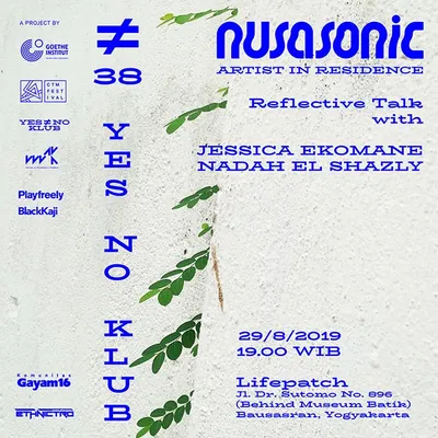 Flyer for YNK#38.4, 2019-08-29 at LifePatch, featuring Jessica Ekomane & Nadah El Shazly