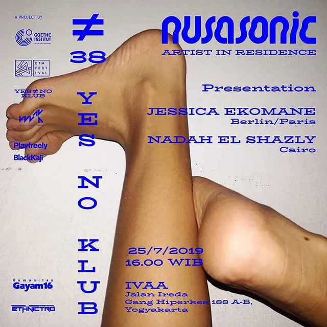 Flyer for YNK#38.1, 25 July 2019 at IVAA, featuring Jessica Ekomane & Nadah El Shazly